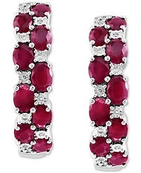 Effy Emerald & Diamond Small Earrings in Sterling Silver (Also available in Sapphire and Ruby)