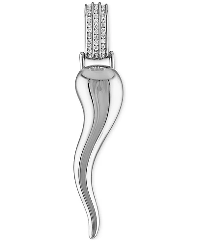 Esquire Men's Jewelry Cubic Zirconia Horn Pendant in Sterling Silver, Created for Macy's