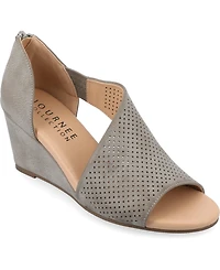 Journee Collection Women's Aretha Perforated Peep Toe Wedge Sandals