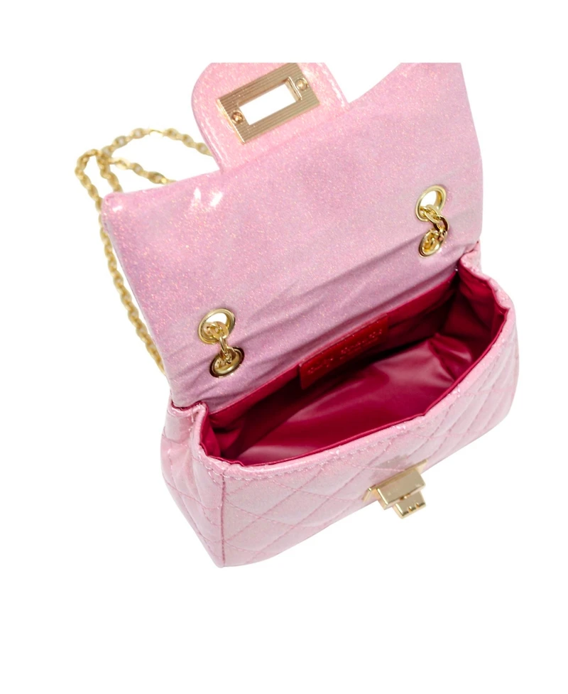 Tiny Treats Girls Pink Classic Quilted Sparkle Mini Handbag