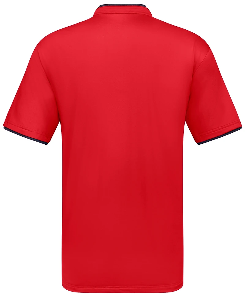 Men's Short Sleeve Henley Polo Shirt with Contrast-Trim