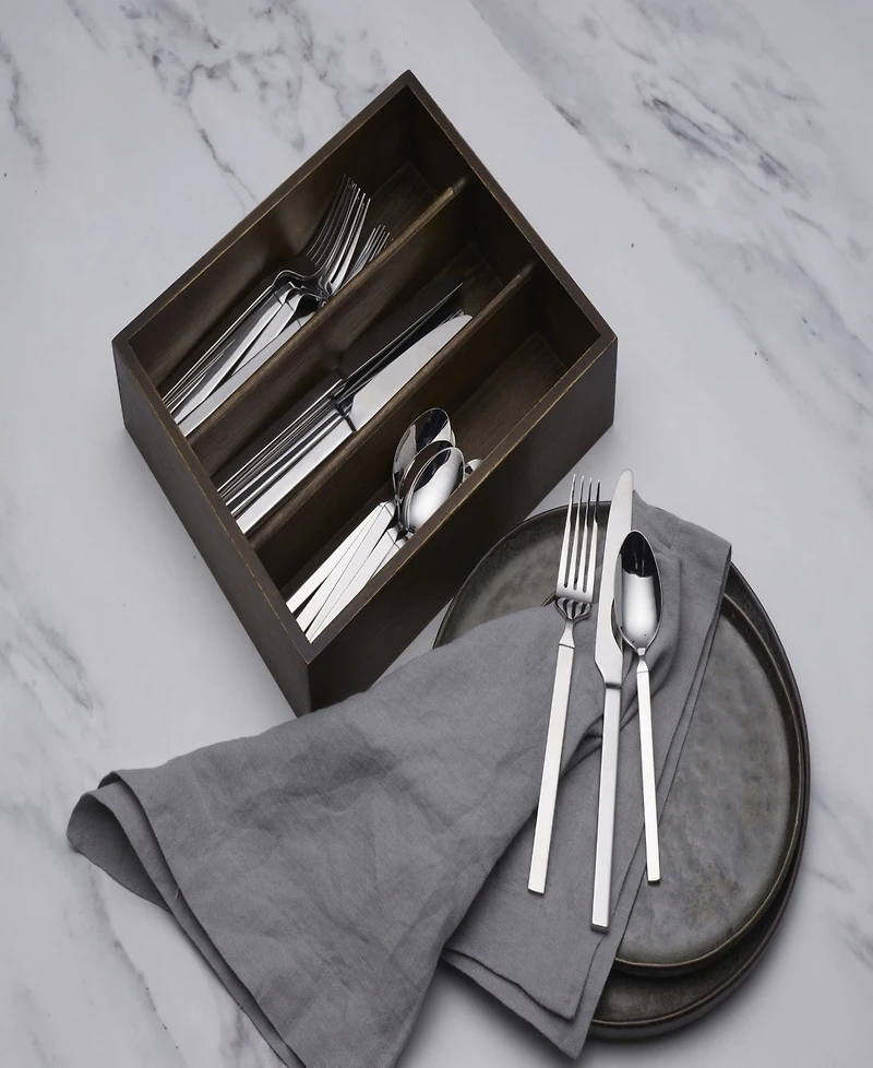 Mikasa Living Arlo 18.0 Stainless Steel 24 Piece Flatware Set, Service for 8 with Caddy