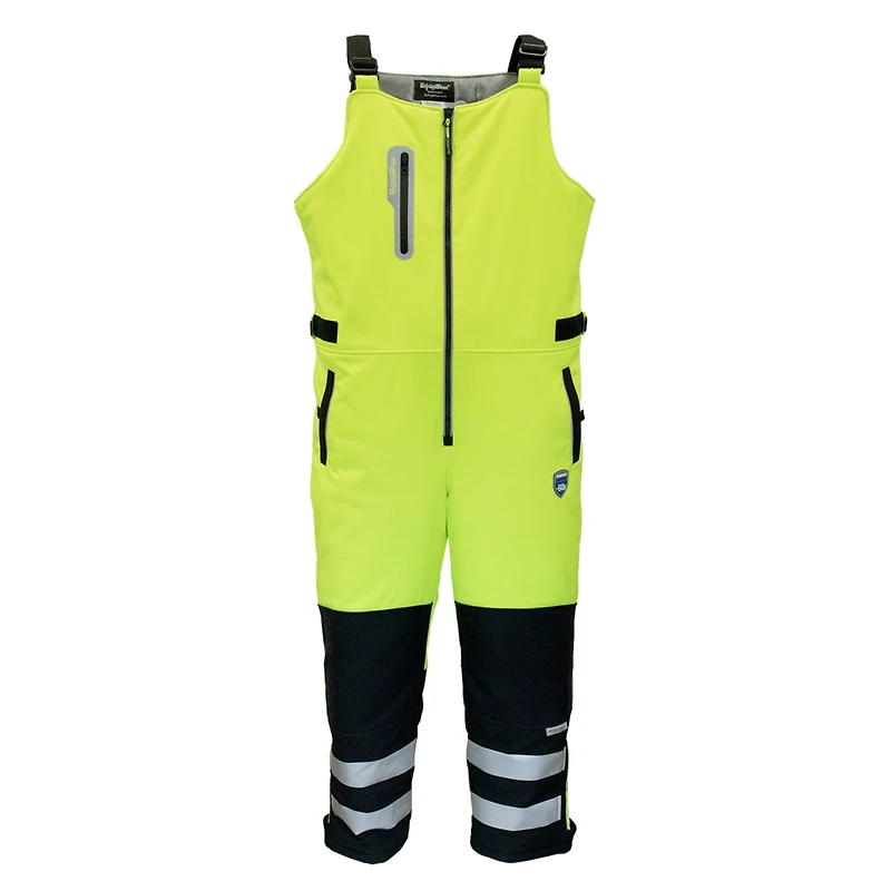 RefrigiWear Men's Insulated Reflective High Visibility Extreme Softshell Bib Overalls