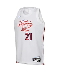 Big Boys and Girls Nike Joel Embiid White Philadelphia 76ers 2022/23 Swingman Jersey - City Edition