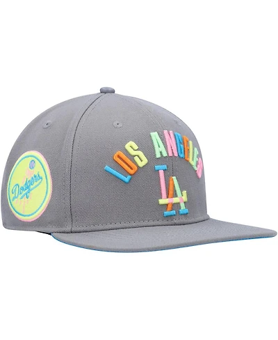 Men's Pro Standard Gray Los Angeles Dodgers Washed Neon Snapback Hat