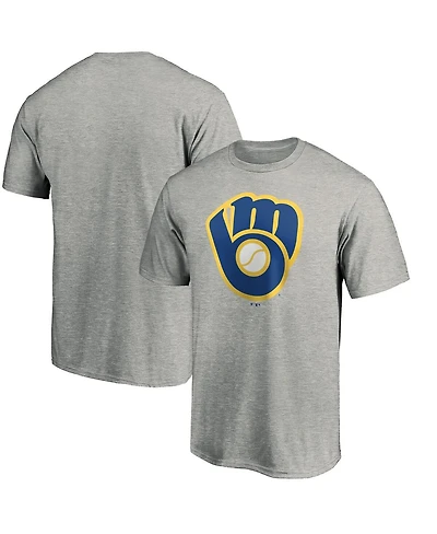 Men's Fanatics Heathered Gray Milwaukee Brewers Cooperstown Collection Huntington Logo T-shirt