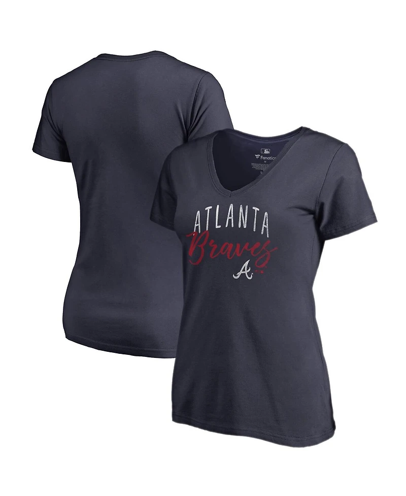 Women's Fanatics Navy Atlanta Braves Graceful V-Neck T-shirt