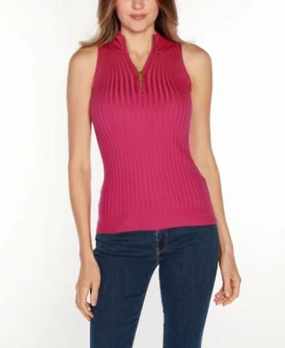 Belldini Black Label Womens Sleeveless Quarter Zip Sweater