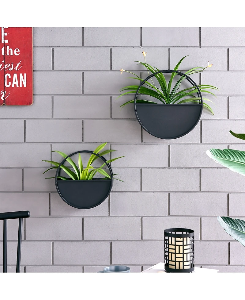 Danya B Round 2-Piece Iron Wall Planter Set