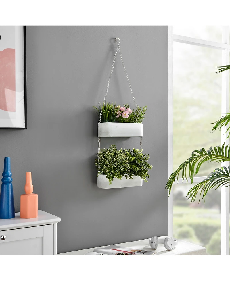 Danya B Two-Tier Hanging Metal Trough Wall Planter