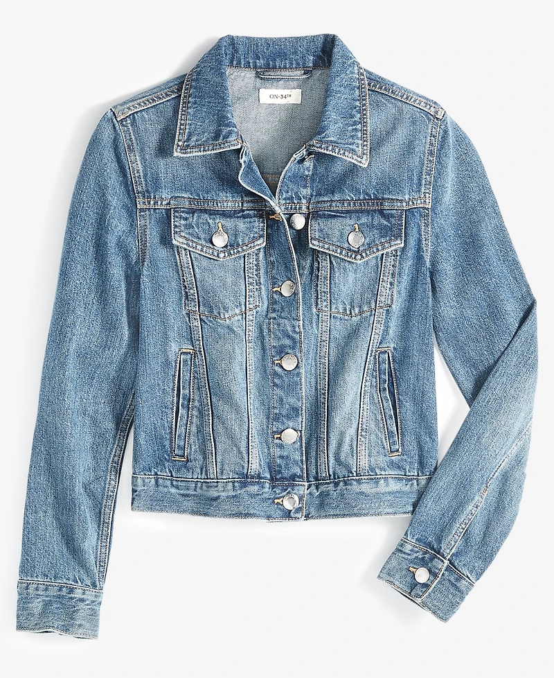 On 34th Women's Classic Denim Trucker Jacket, Created for Macy's