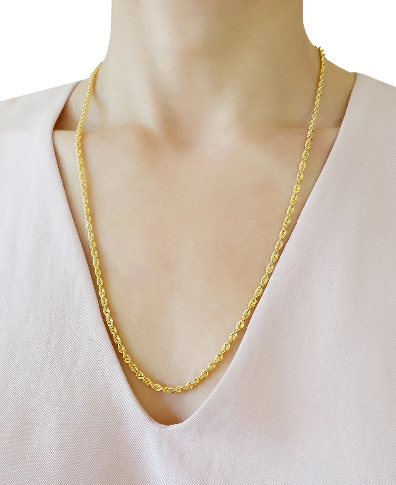 Sparkle Rope Link 24" Chain Necklace (3mm) in 14k Gold