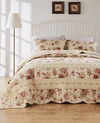 Greenland Home Fashions Antique-Like Rose 100% Cotton Traditional 3 Piece Bedspread Set, Queen