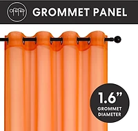 GoodGram Basics Bright Orange 2 Piece Grommet Top Translucent Sheer Voile Window Curtain Panels - 63 in. Long
