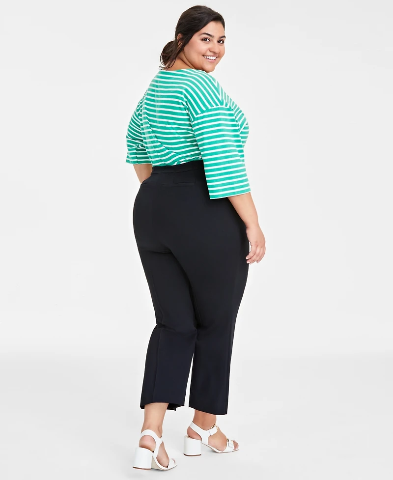 On 34th Trendy Plus Size Ponte Kick-Flare Ankle Pants, Regular and Short Length, Created for Macy's
