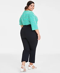 On 34th Trendy Plus Size Ponte Kick-Flare Ankle Pants, Regular and Short Length, Created for Macy's