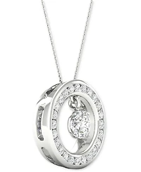 Diamond Orbital Halo Pendant Necklace (1/3 ct. t.w.) in 10k White Gold, 16" + 2" extender