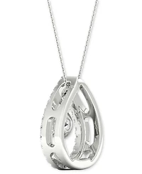 Diamond Orbital Halo Teardrop Pendant Necklace (1/4 ct. t.w.) in 10k White Gold, 16" + 2" extender
