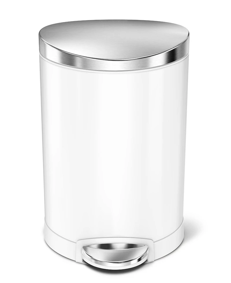 simplehuman 6 Liter Semi-Round Bathroom Trash Can with Liner Pocket