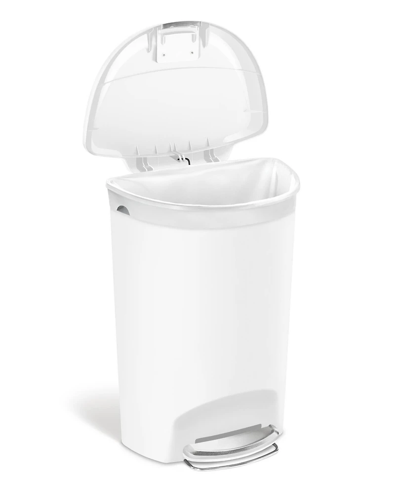 simplehuman 13 Gallon Plastic Semi-Round Step Kitchen Trash Can with Soft-Close Locking Lid