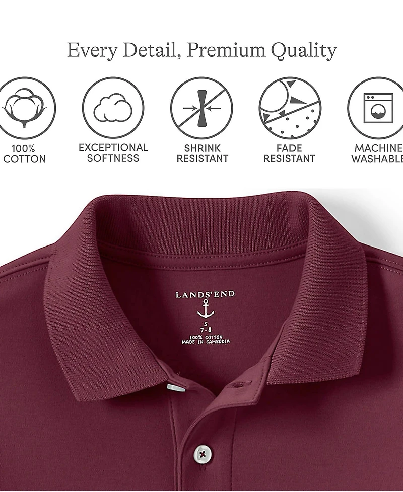 Lands' End Boys Short Sleeve Interlock Polo Shirt