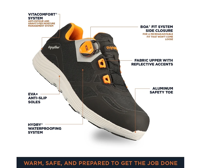 RefrigiWear Men's Men s FleetStride Plus Sneaker - Waterproof, Safety Toe, Boa Fit System, Anti-Slip Work Shoe