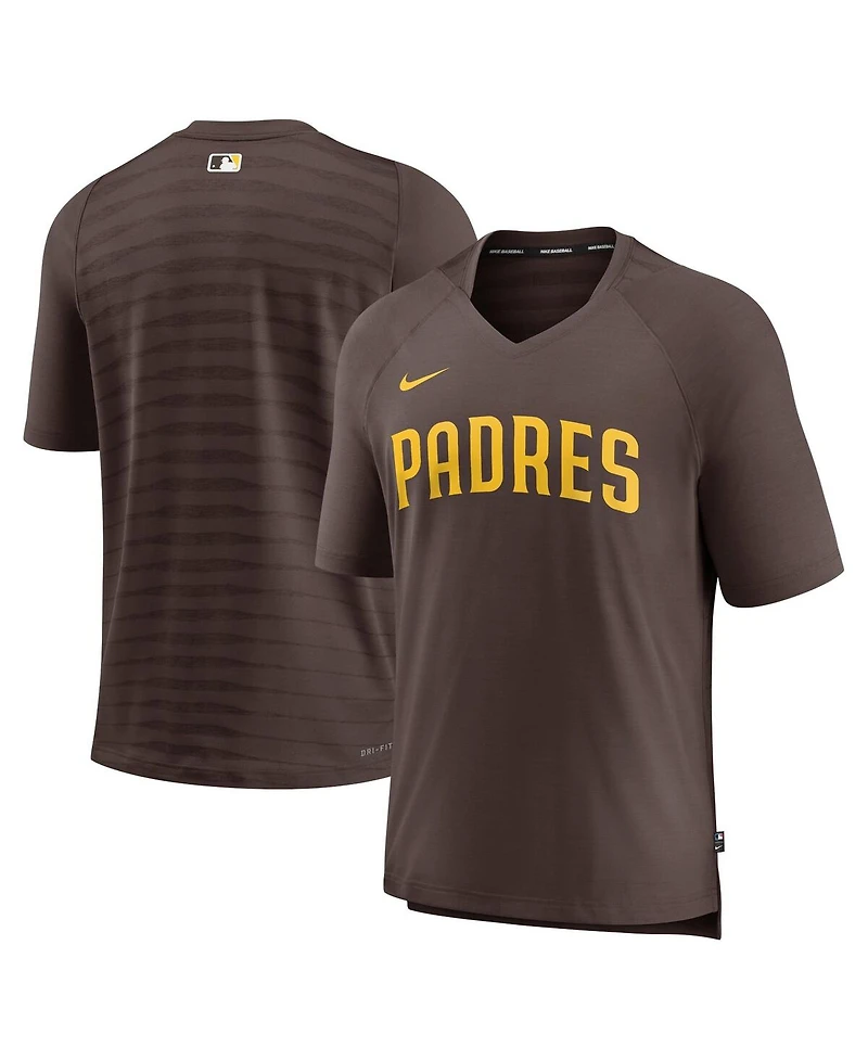 Men's Nike Brown San Diego Padres Authentic Collection Pregame Raglan Performance V-Neck T-shirt