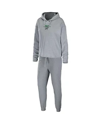Women's Wear by Erin Andrews Heather Gray Dallas Stars Logo Pullover Hoodie and Pants Sleep Set