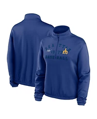 Women's Nike Royal Seattle Mariners Rewind Splice Half-Zip Sweatshirt
