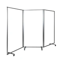 Emma+Oliver Transparent Acrylic Mobile Partition With Lockable Casters