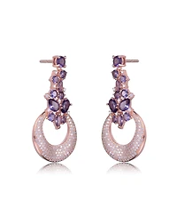 Sterling Silver Open Circle Drop Cubic Zirconia Dangle Earrings