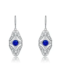 Sterling Silver with White Gold Plated Round Cubic Zirconia Wreath Leverback Earrings