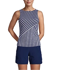 Lands' End Women's D-Cup Chlorine Resistant High Neck Upf 50 Modest Tankini Swimsuit Top