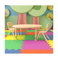 Emma+Oliver 45" Round Plastic Height Adjustable Activity Table Set With Chairs