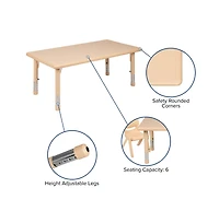 Emma+Oliver 24"W X 48"L Rectangular Plastic Height Adjustable Activity Table