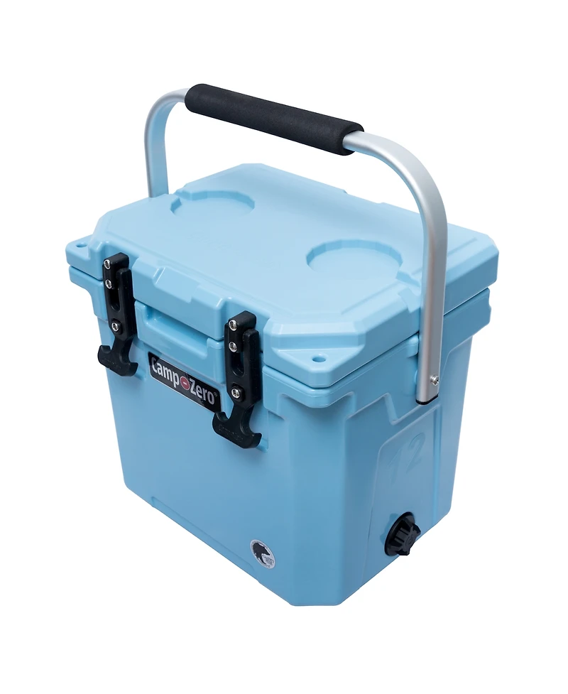 Camp-zero 12 | 12.6 Qt. Premium Cooler with Molded-in Cup Holders and Folding Aluminum Handle Clay
