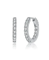 White Gold Plated Round Cubic Zirconia Hoop Earrings