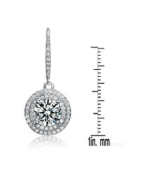 Sterling Silver Cubic Zirconia White Gold Plated Circle Drop Earrings