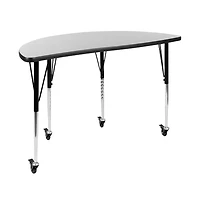 Emma+Oliver Mobile 47.5" Half Circle Wave Flexible Collaborative Adjustable Height Activity Table