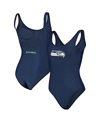 Women's G-iii 4Her by Carl Banks Navy Seattle Seahawks Making Waves One-Piece Swimsuit