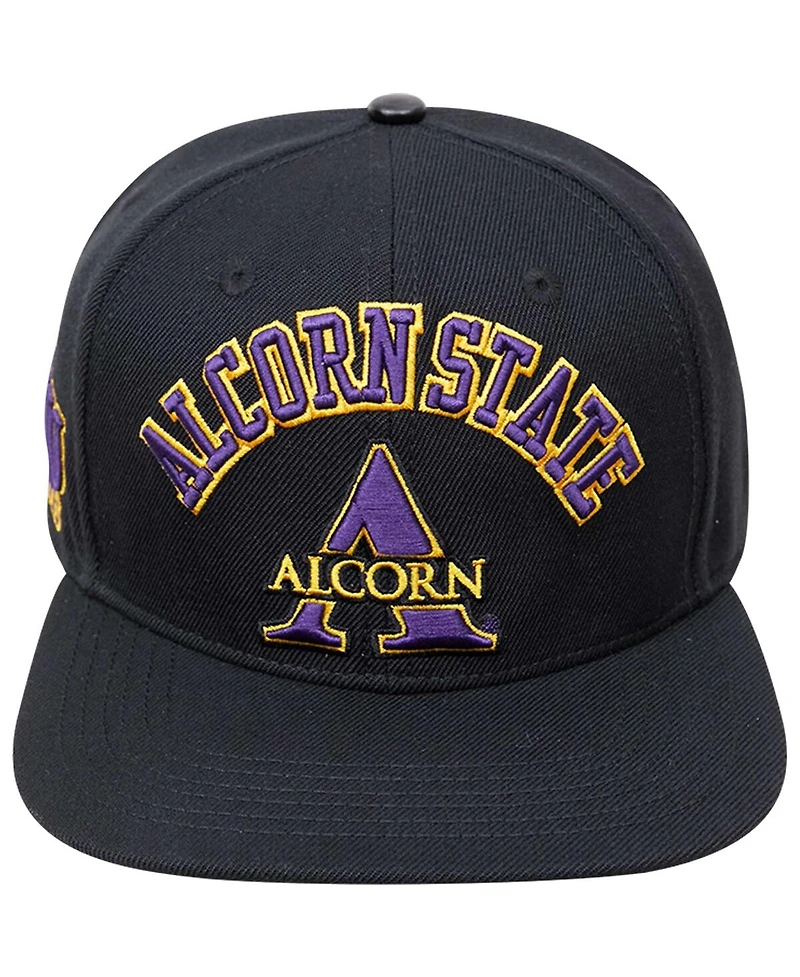 Men's Pro Standard Black Alcorn State Braves Arch Over Logo Evergreen Snapback Hat