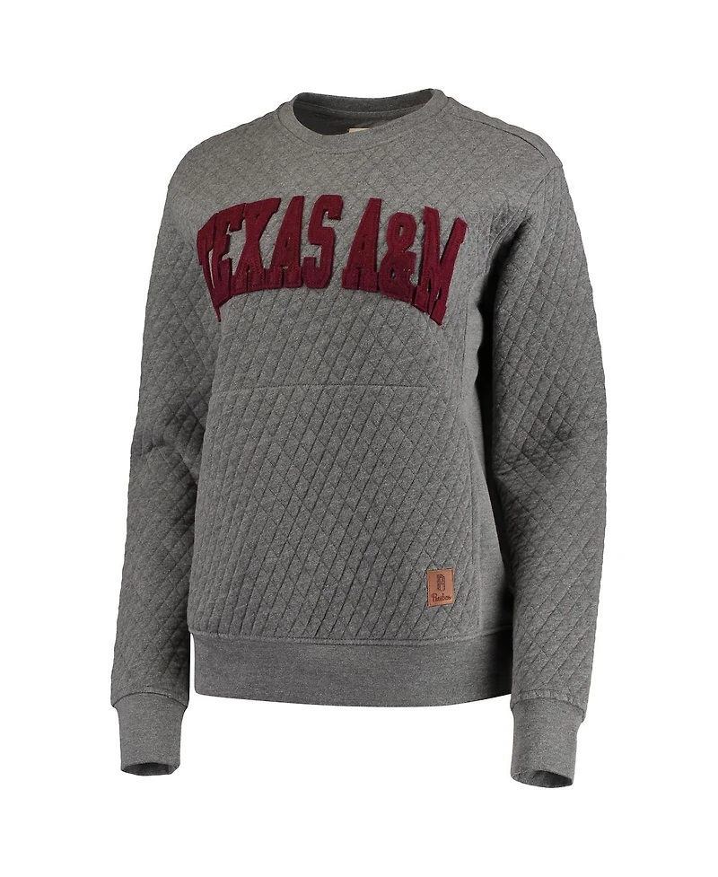 Women's Pressbox Heather Charcoal Texas A&M Aggies Moose Quilted Pullover Sweatshirt