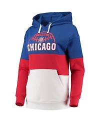 Women's G-iii Sports by Carl Banks Royal, Red Chicago Cubs Block and Tackle Colorblock Pullover Hoodie