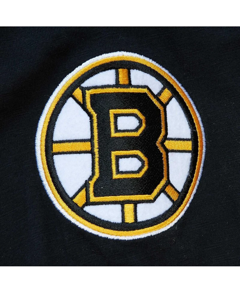 Men's Mitchell & Ness Black Boston Bruins Legendary Slub Hoodie Long Sleeve T-shirt