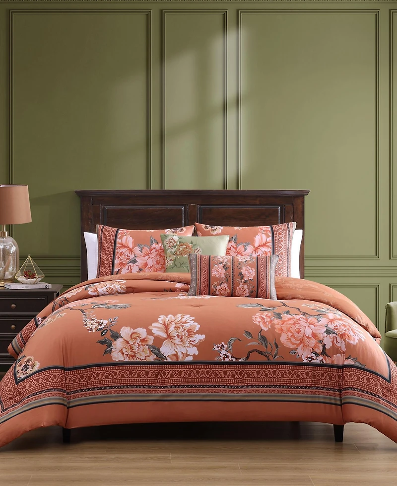 Bebejan Rossana Bedding 100% Cotton 5-Piece Queen Size Reversible Comforter Set