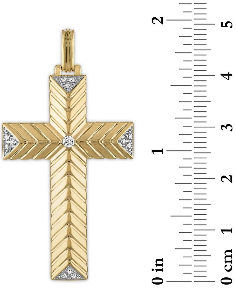 Esquire Men's Jewelry Diamond Textured Cross 22" Pendant Necklace (1/10 ct. t.w.), Created for Macy's