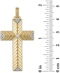 Esquire Men's Jewelry Diamond Textured Cross 22" Pendant Necklace (1/10 ct. t.w.), Created for Macy's