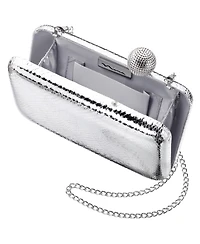 Nina Embossed Snake Minaudiere with Crystal Clasp
