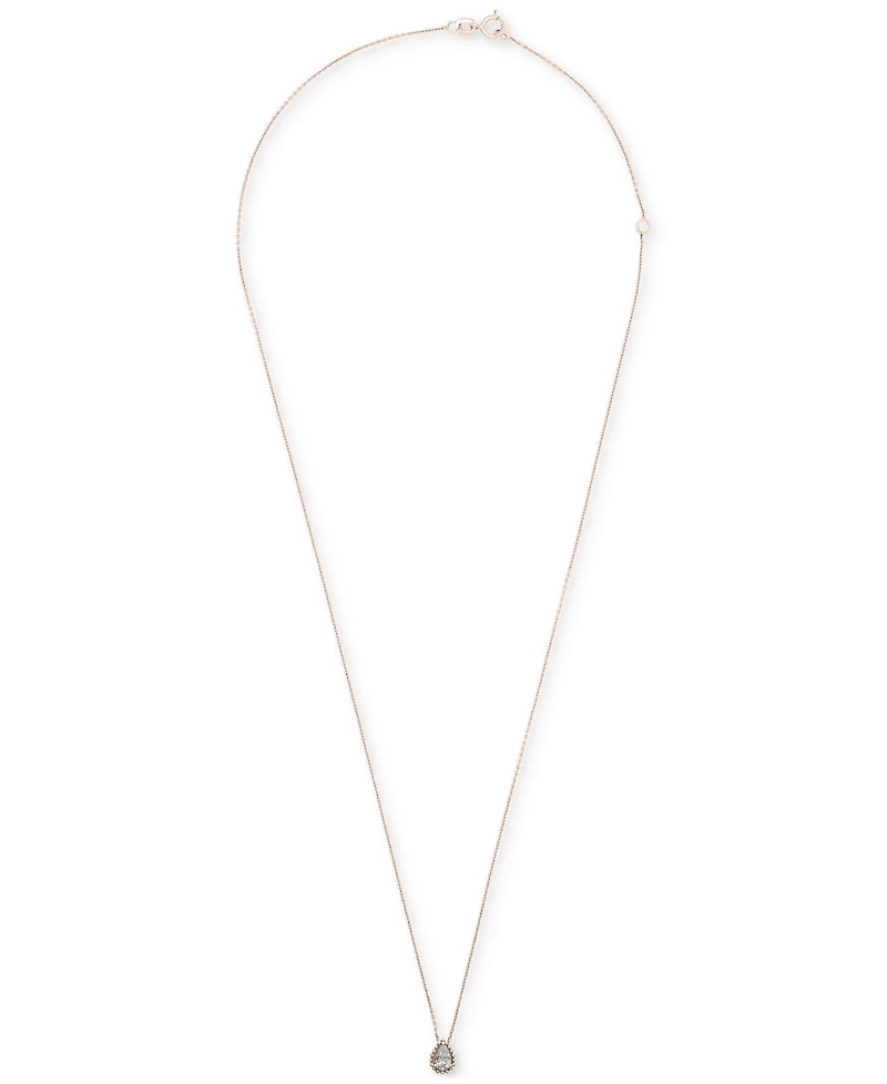 Diamond Pear Solitaire Pendant Necklace (1/4 ct. t.w.) 14k Gold, 16" + 2" extender