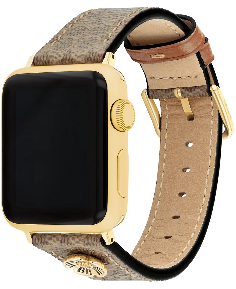Coach Women's Tan Signature C Canvas Strap for 38mm, 40 mm, 41mm Apple Watch